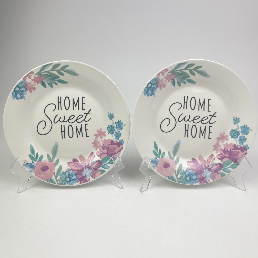 Royal Norfolk Spring Floral Home Sweet Home Plates‎ 7.5" Set Of 2